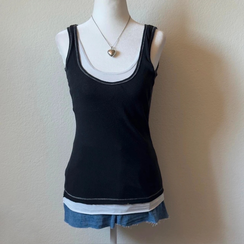 Tresics Black and White Layered Tank Top